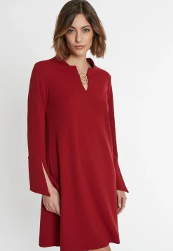Fashion Ana Alcazar Elegantes Kleid Sinosa Bordeaux