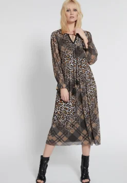 Fashion Ana Alcazar Midikleid Hilla Braun