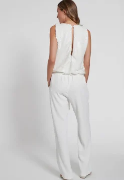 New Ana Alcazar Pailletten Jumpsuit Giony Weiß