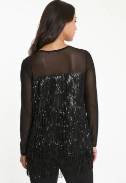 Fashion Ana Alcazar Paillettentop Tabine Schwarz