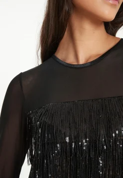 Fashion Ana Alcazar Paillettentop Tabine Schwarz