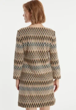 Fashion Ana Alcazar Schwarz-Gold-Beiges Tunikakleid Penalle Mehrfarbig