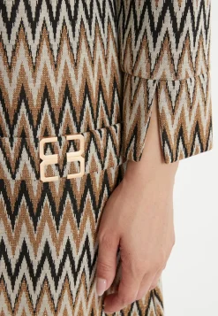 Fashion Ana Alcazar Schwarz-Gold-Beiges Tunikakleid Penalle Mehrfarbig