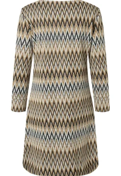 Fashion Ana Alcazar Schwarz-Gold-Beiges Tunikakleid Penalle Mehrfarbig